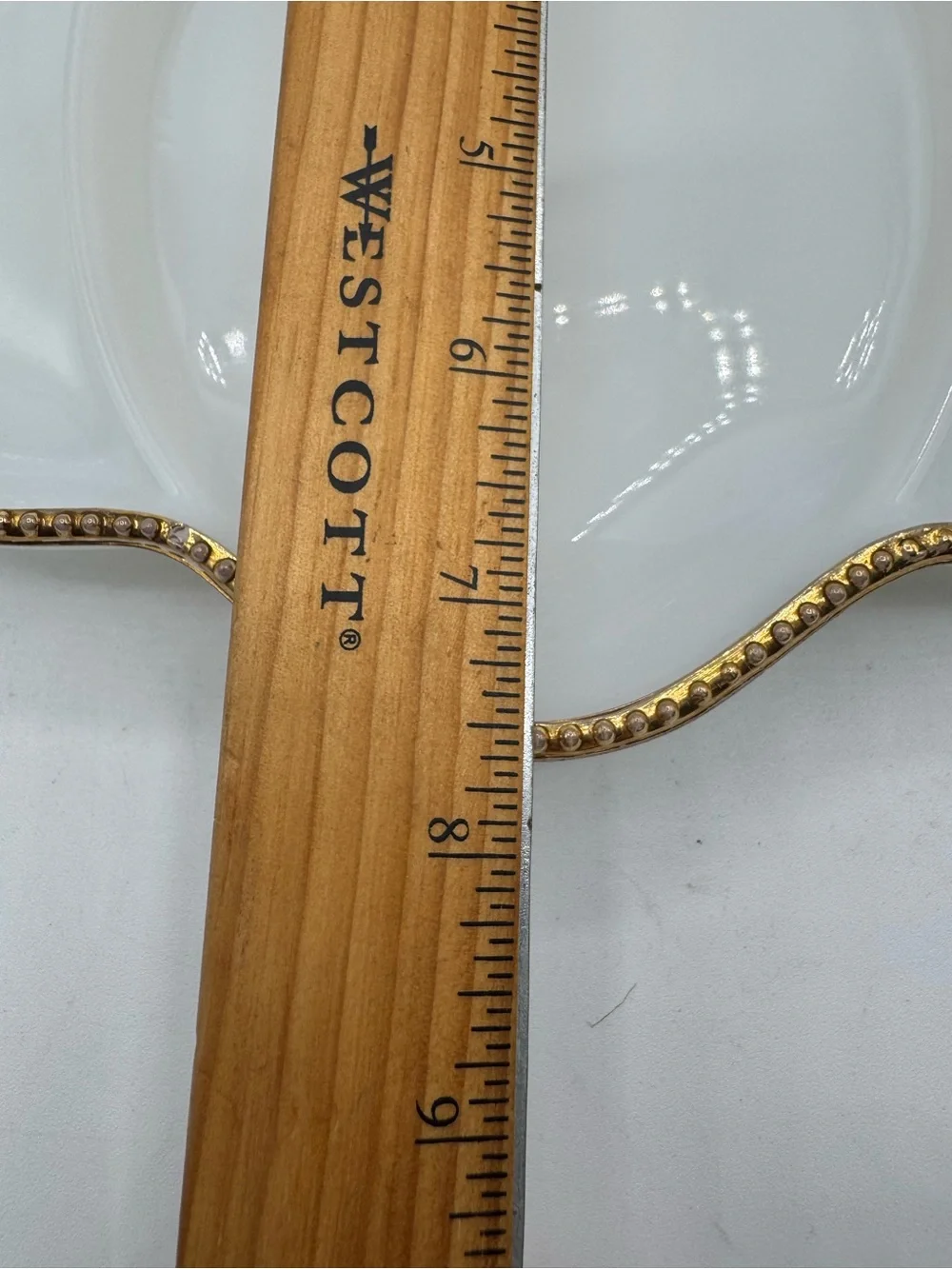 Vintage Anchor Hocking Fire King Milk Glass Divided Relish Dish Tray Gold Trim